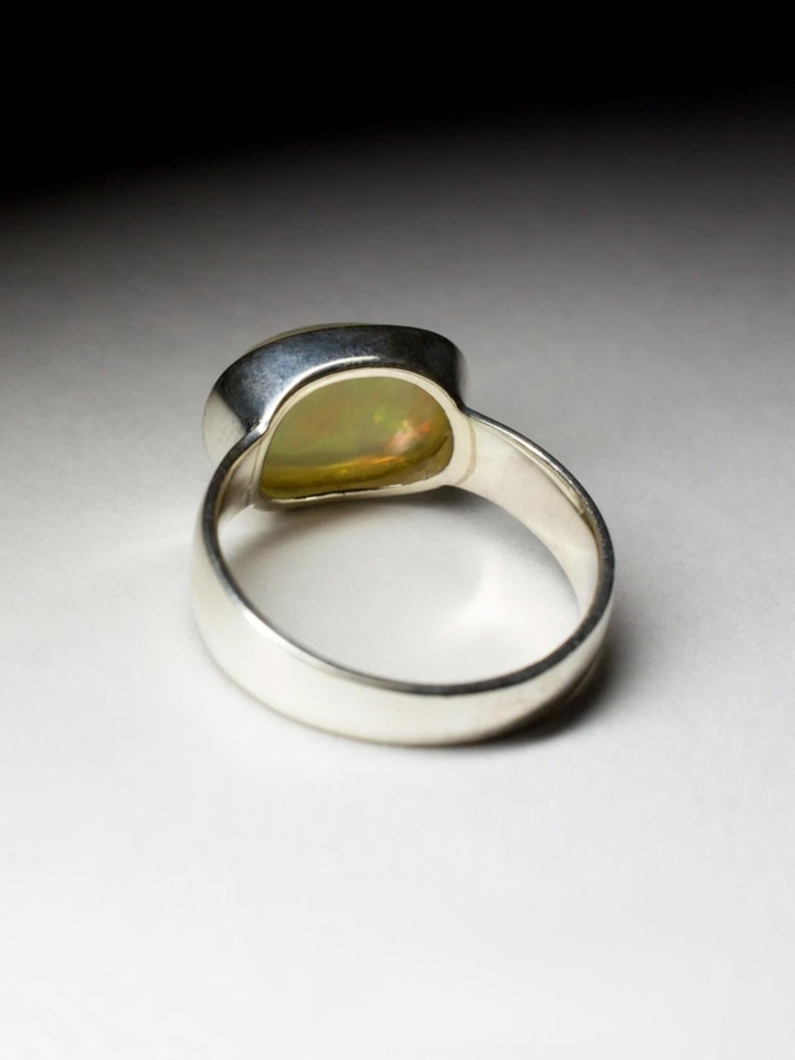 Opal Silver Ring Natural Ethiopian Play of Color Gemstone Rainbow Jewelry gift For Sale 2