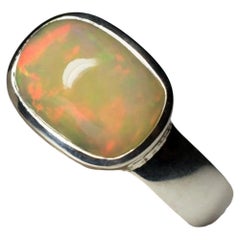 Ópalo Anillo de Plata Natural Etíope Juego de Colores Piedra Preciosa Arco Iris Regalo de joyería