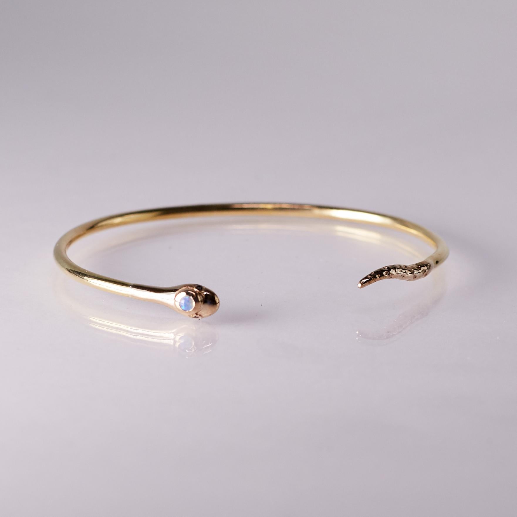 Opal Schlangenarmband Armreif im viktorianischen Stil Rubin Augen Bronze J Dauphin (Zeitgenössisch)