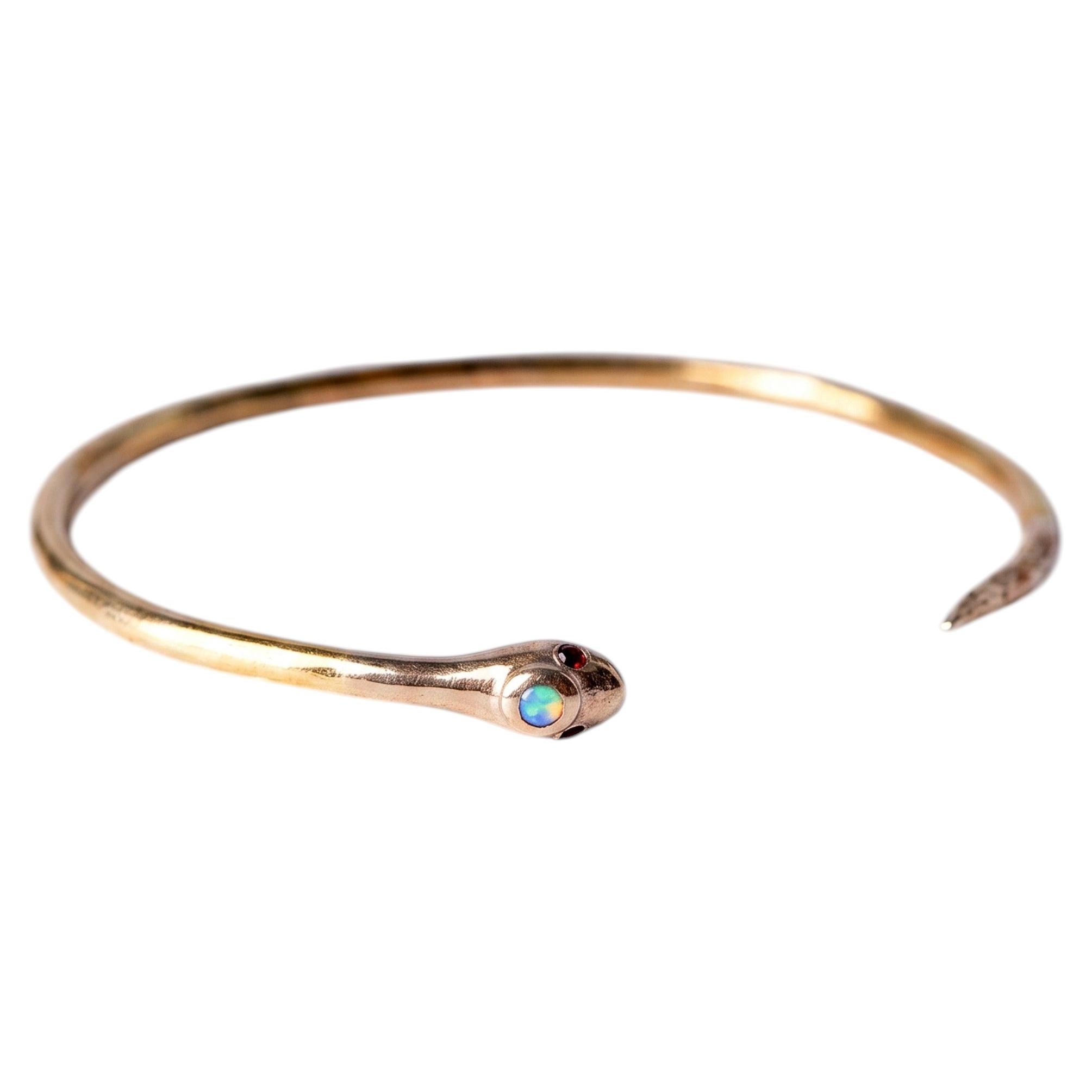 Pulsera tipo brazalete «Opal Snake», pulsera abierta «Serpent», animal, J Dauphin en venta