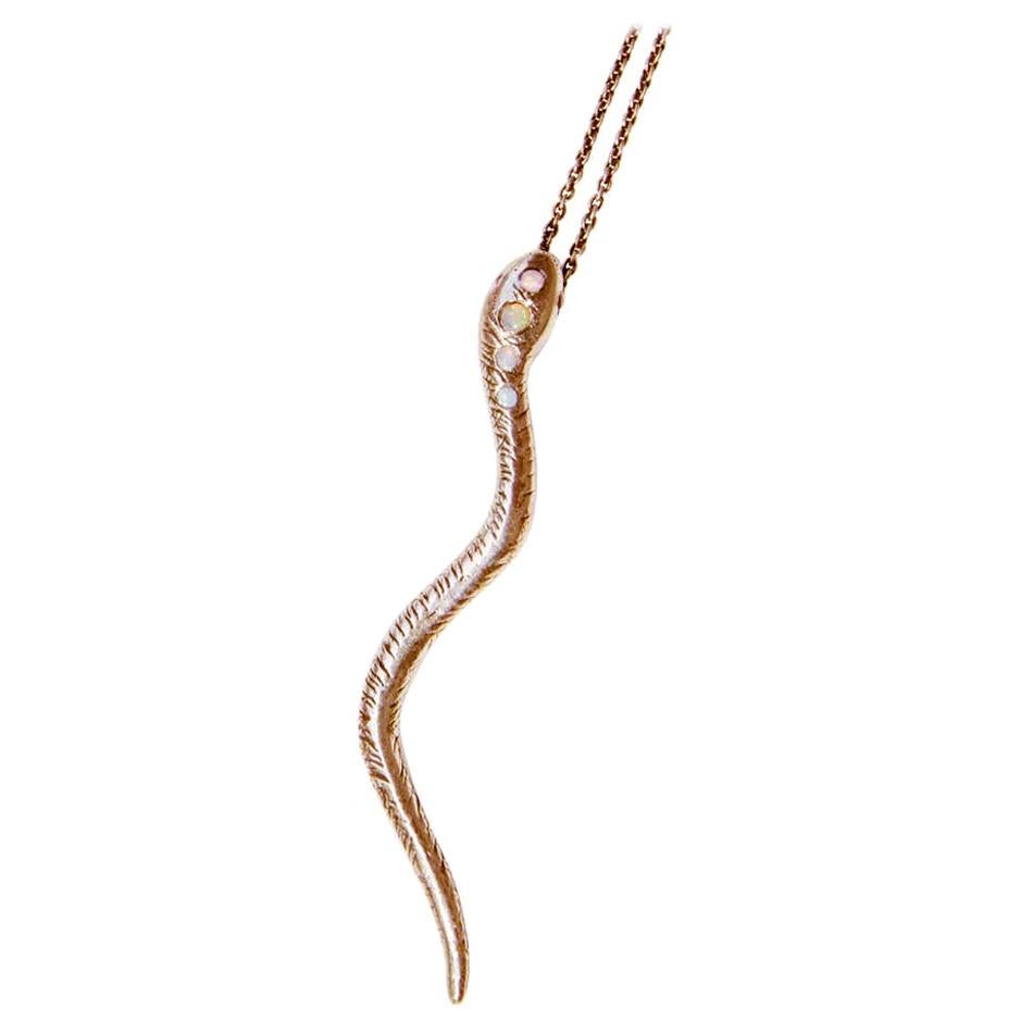 Opal Snake Pendant Gold Chain Necklace Ruby Eyes J Dauphin