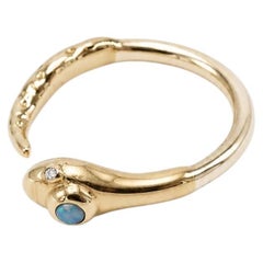Opal Snake Ring 14k Gold Diamond Eyes Adjustable J Dauphin