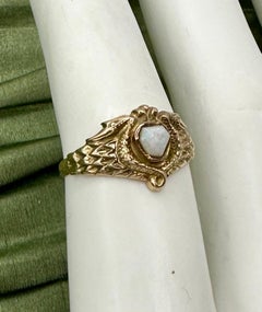 Opal Snake Winged Phoenix Bird Ring Egyptian Revival Antique Gold