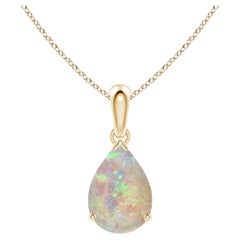 Opal Solitaire Pendant Necklace in 14K Solid Gold, Pear Shaped, 1.15ct