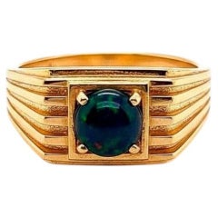 Opal solitaire ring for men silver, gold