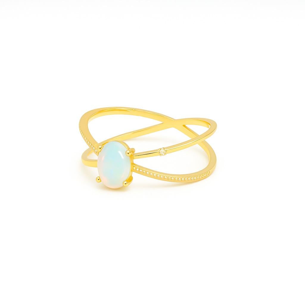 in vendita:  Anello Opale a Spirale, Anello Opale Cabochon Ovale, Anello Opale in Oro 8