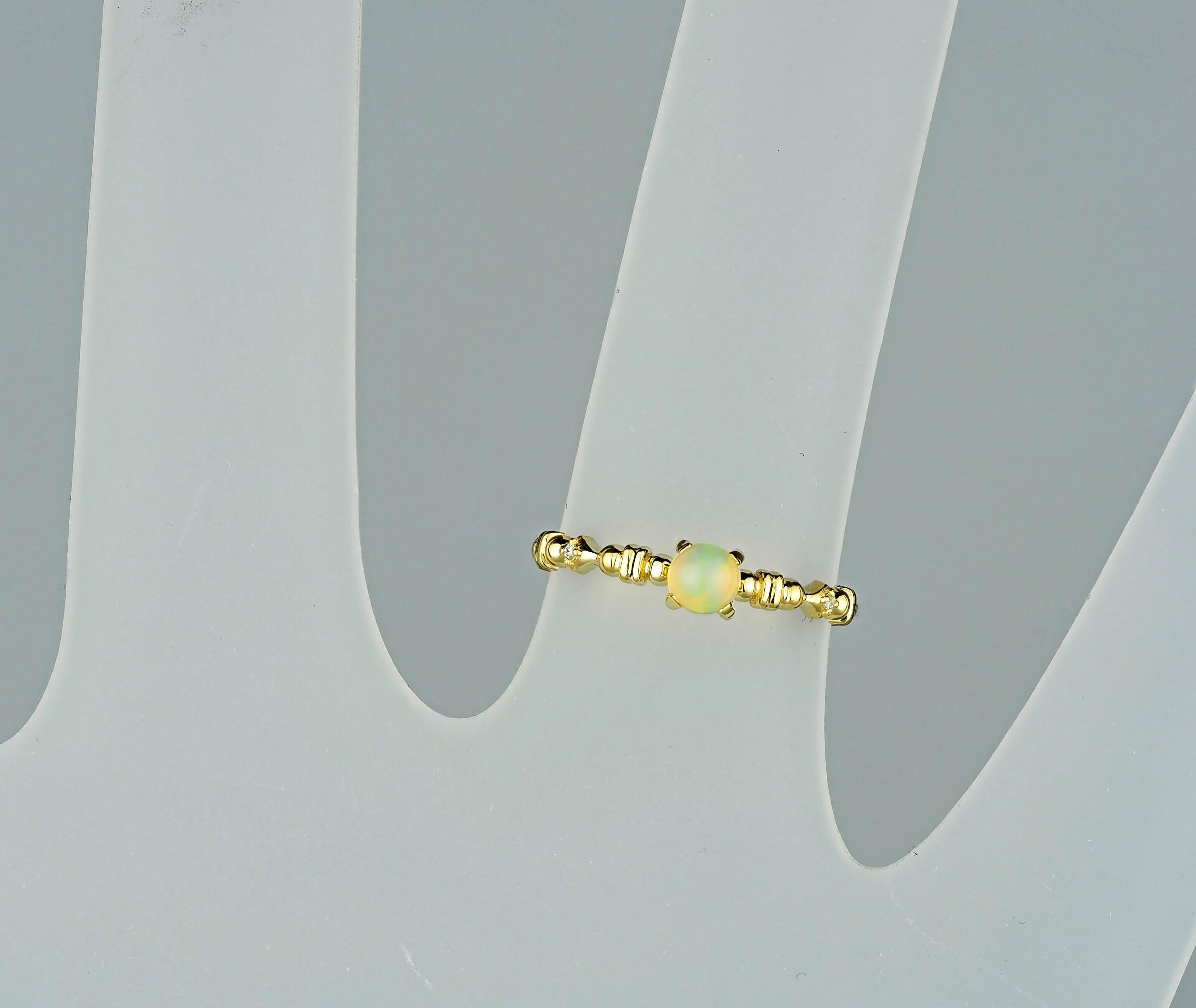  Opal stacking 14k gold ring.  For Sale 4