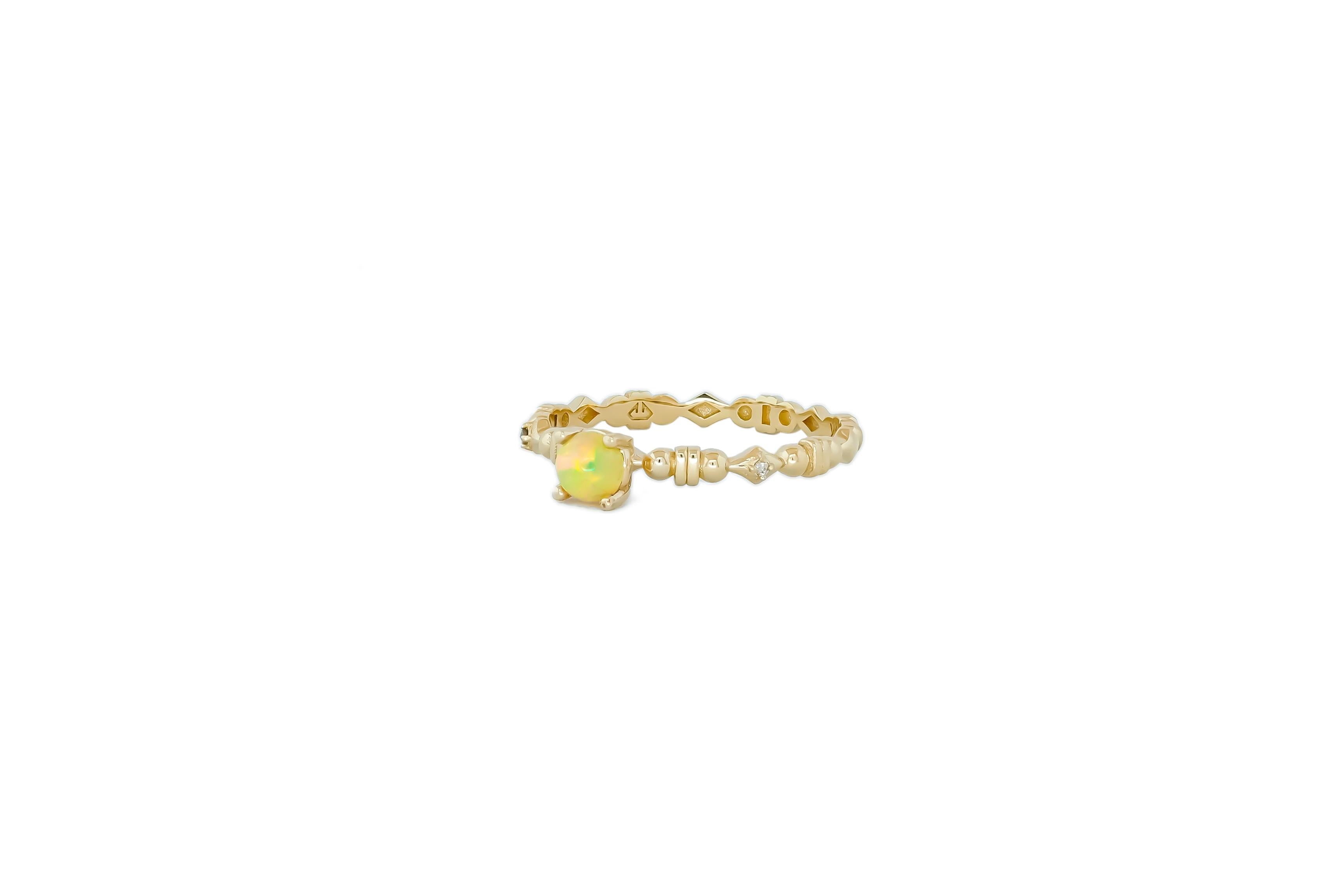  Opal stacking 14k gold ring.  For Sale 6