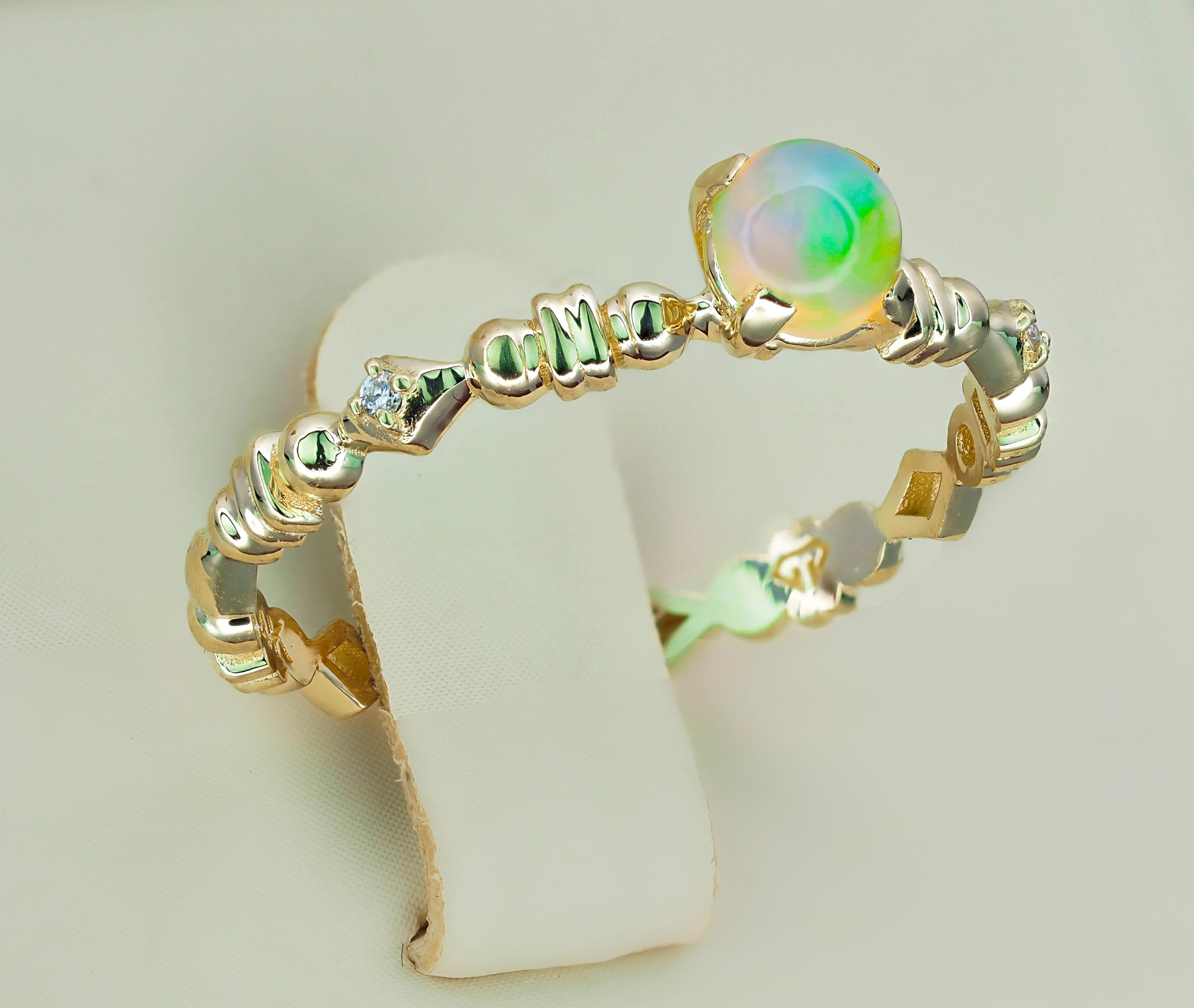  Opal stacking 14k gold ring.  For Sale 1