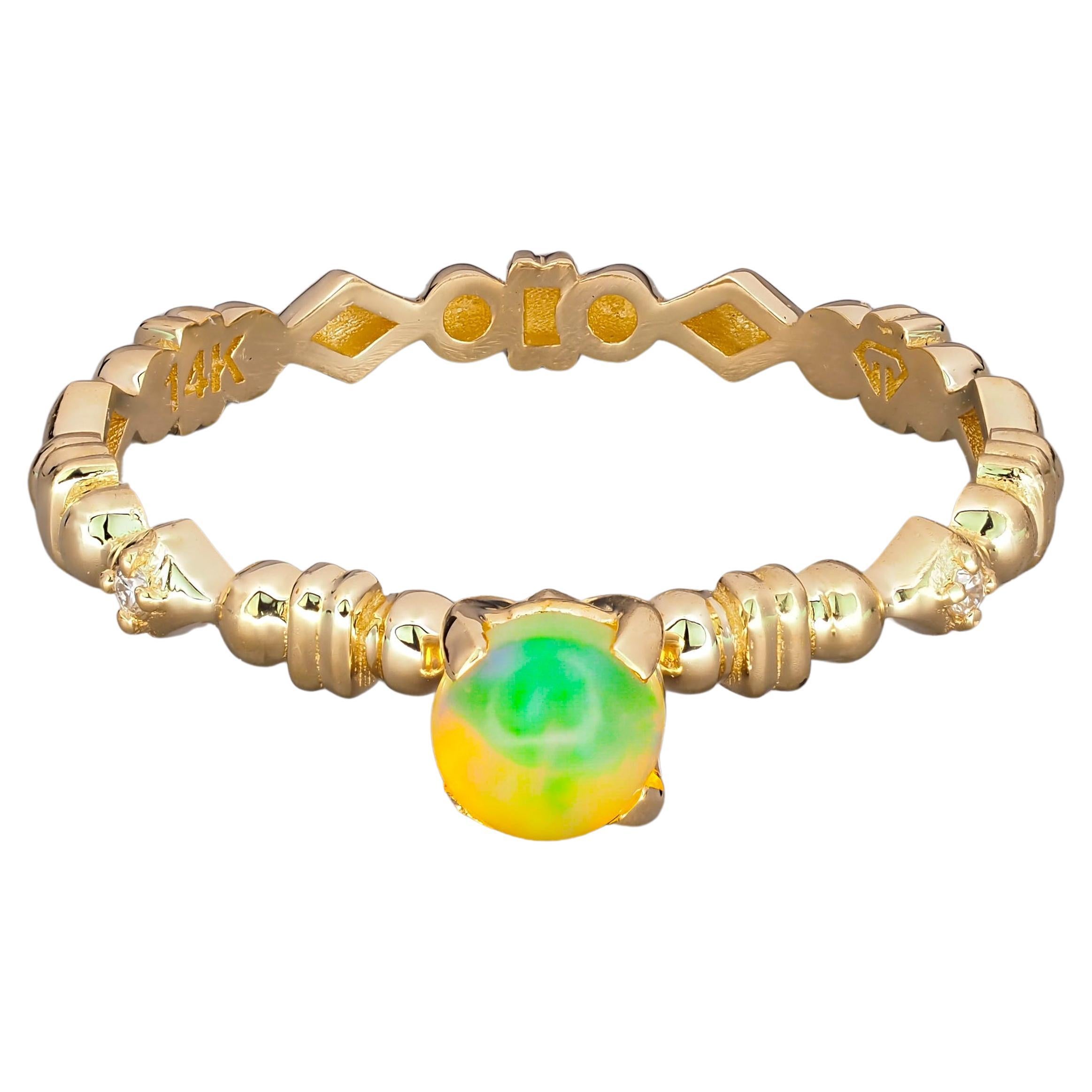  Opal Stapelbarer Ring aus 14 Karat Gold. 