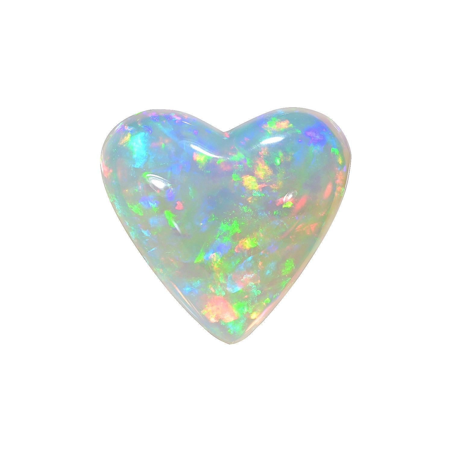 Contemporary Opal Stone 17.23 Carat Heart Shape Natural Ethiopian Loose Gemstone For Sale