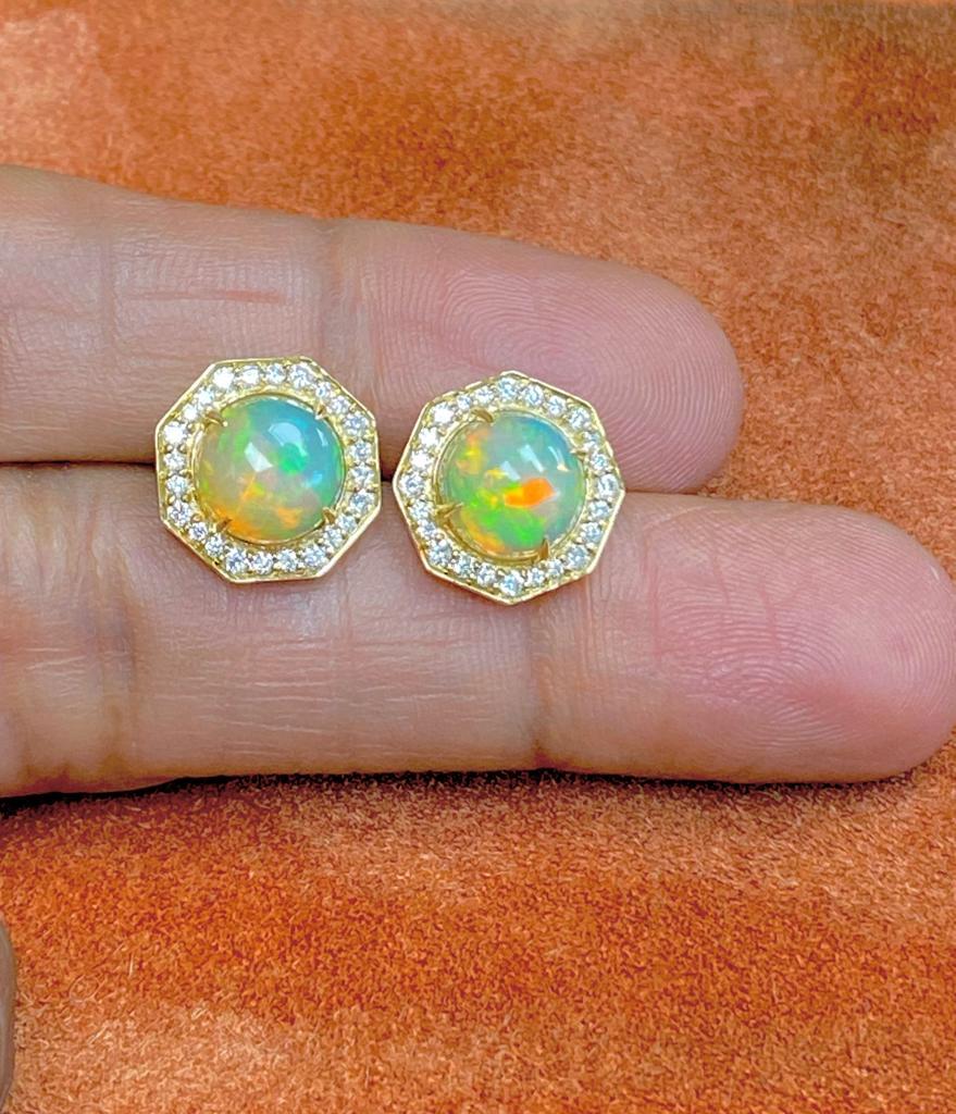 Women's Goshwara Opal And Diamond Stud Earrings For Sale
