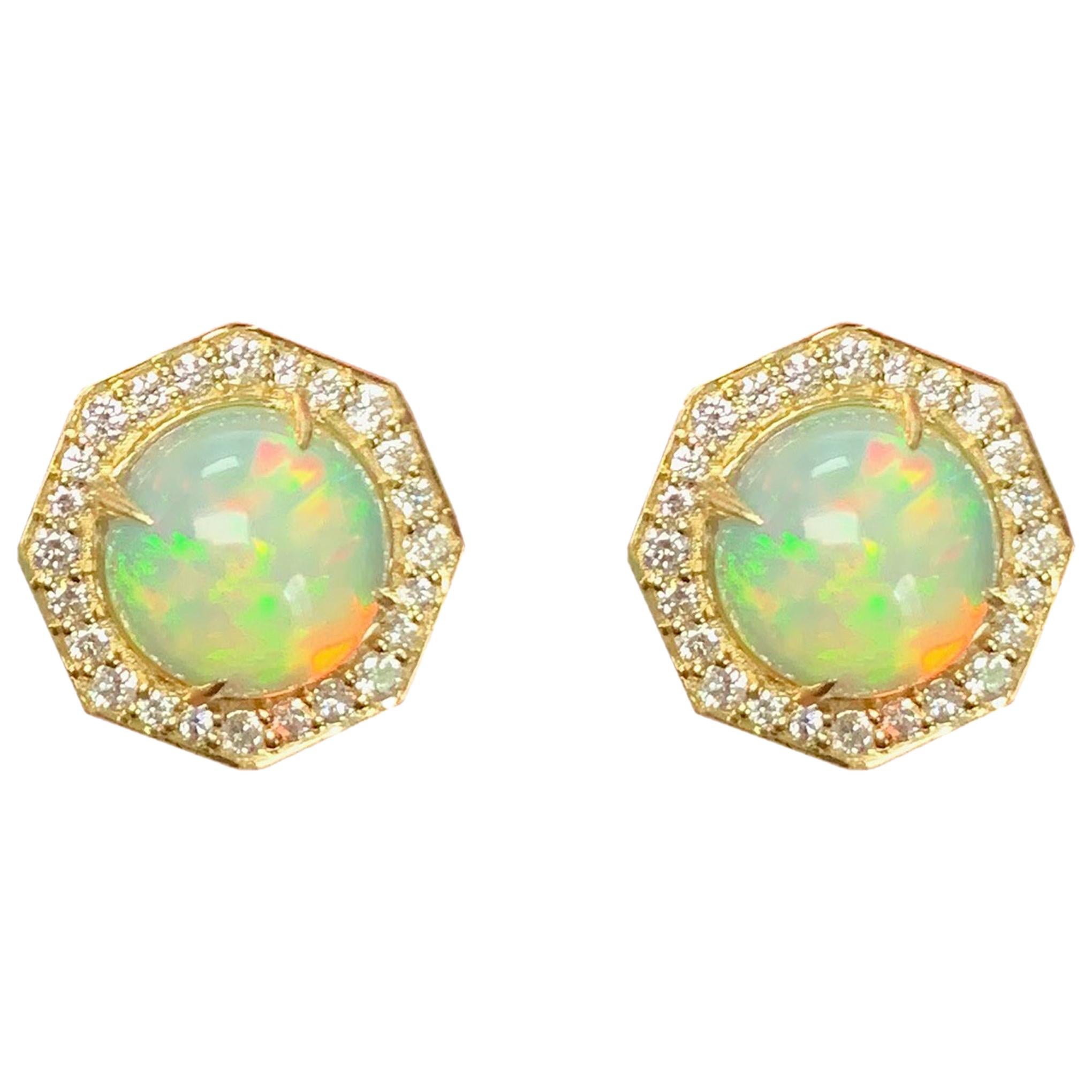 Contemporain Clous d'oreilles Goshwara en opale et diamants en vente