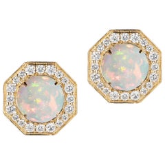 Goshwara Opal And Diamond Stud Earrings