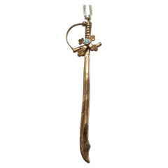 J Dauphin Collier à chaîne remplie d'or et d'opales en forme de sabre en bronze