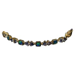 Opale Tanzanite Diamante Forme Bracciale in oro giallo 14K