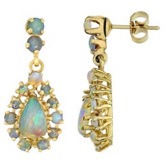 Vintage Opal Teardrop 14K Dangle Earrings