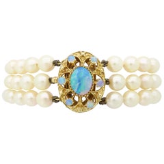 Opal Three-Strand Pearl Bracelet