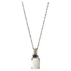 Opal, Topaz, and Diamond Necklace in 10kt Rose Gold - 10x8mm Opal, New