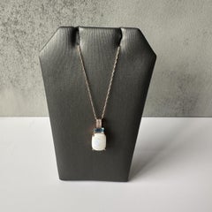 Opal Topaz Diamond Necklace 10K Rose Gold 10x8mm New