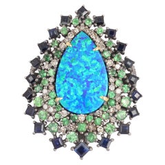 Opal Tsavorite Diamond Ring