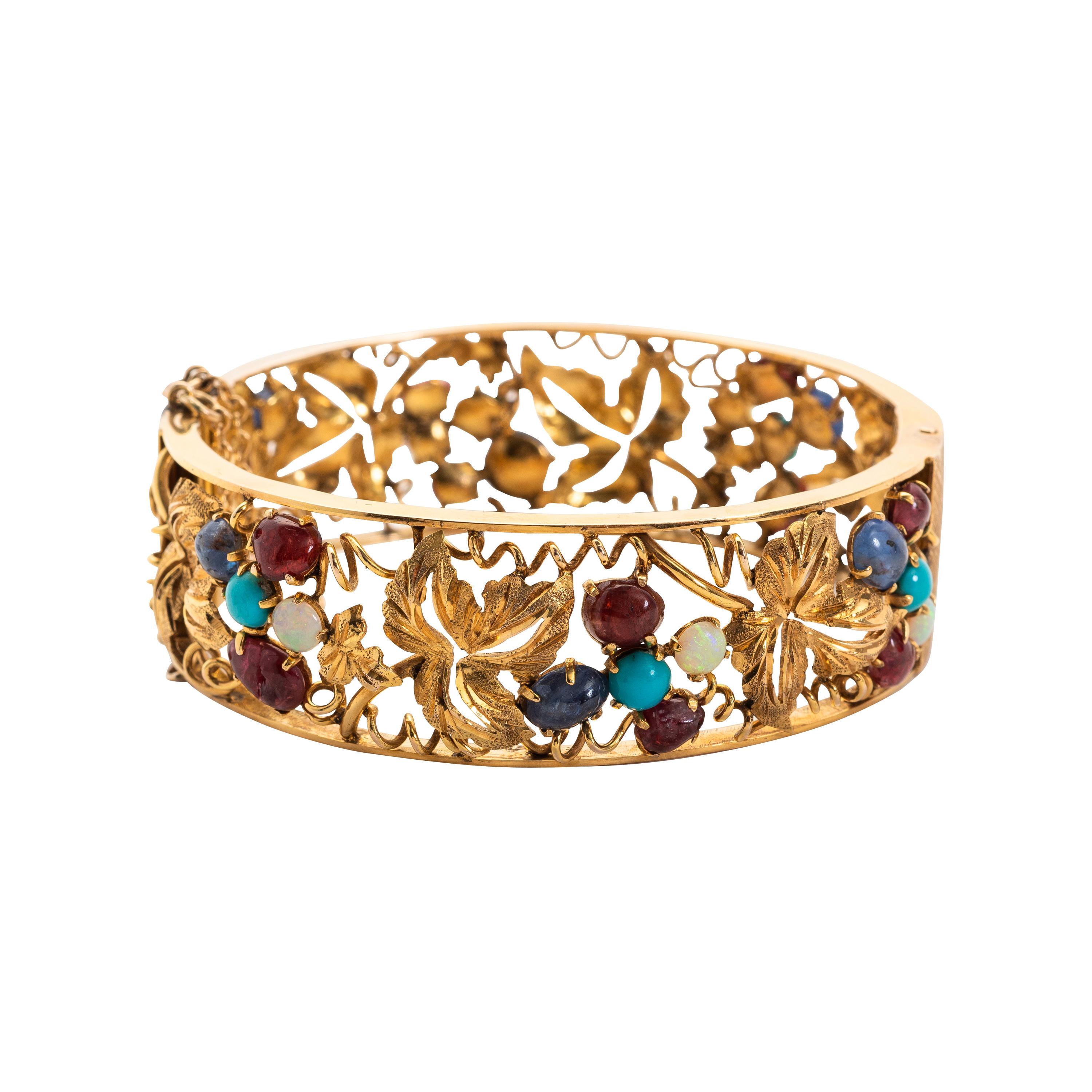 Opal, Turqoise and Gold Bangle-Bracelet