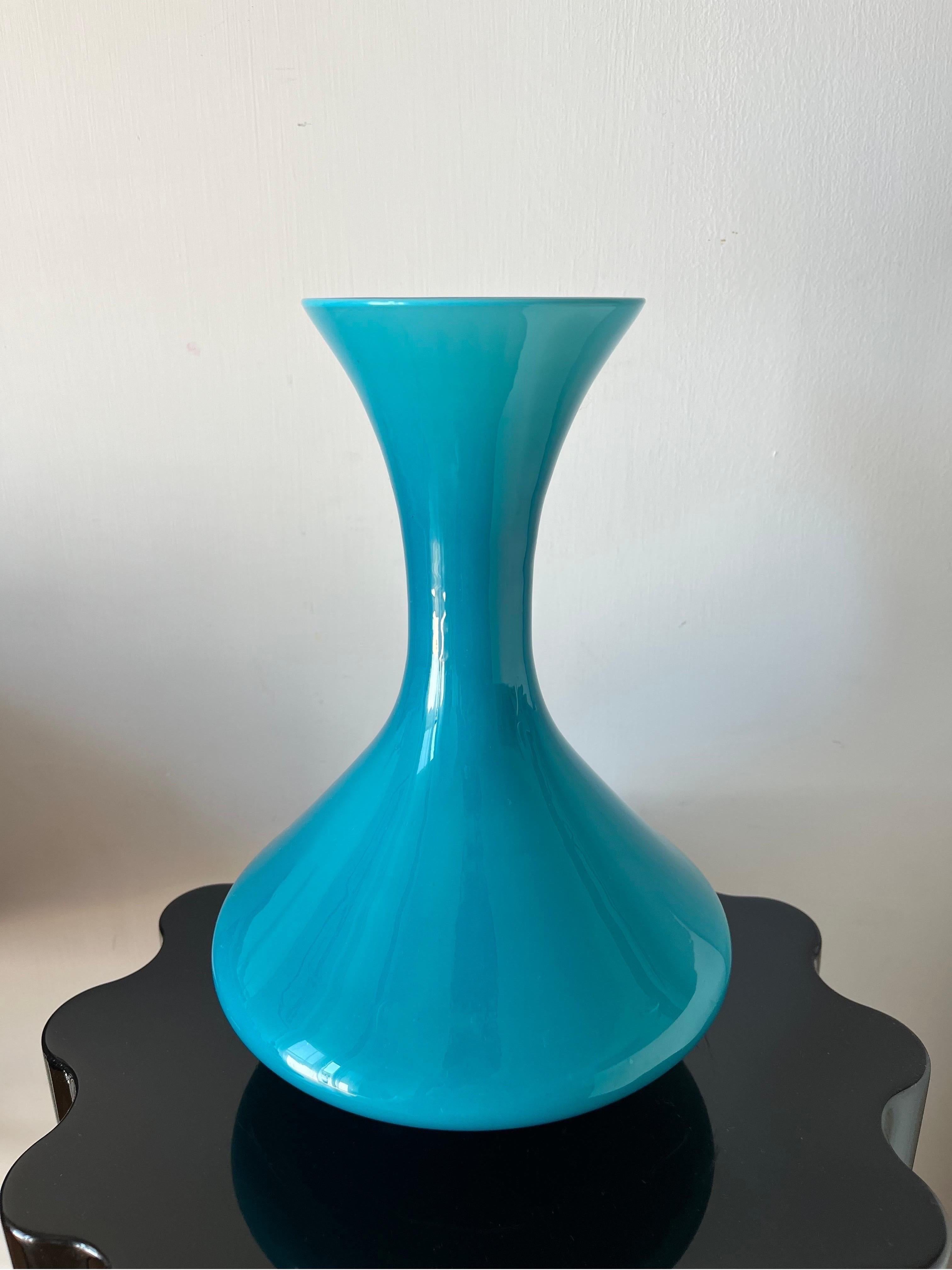 Türkis-Vase mit Opal, Vintage, 1950er Jahre, Kunst (Adamstil) im Angebot