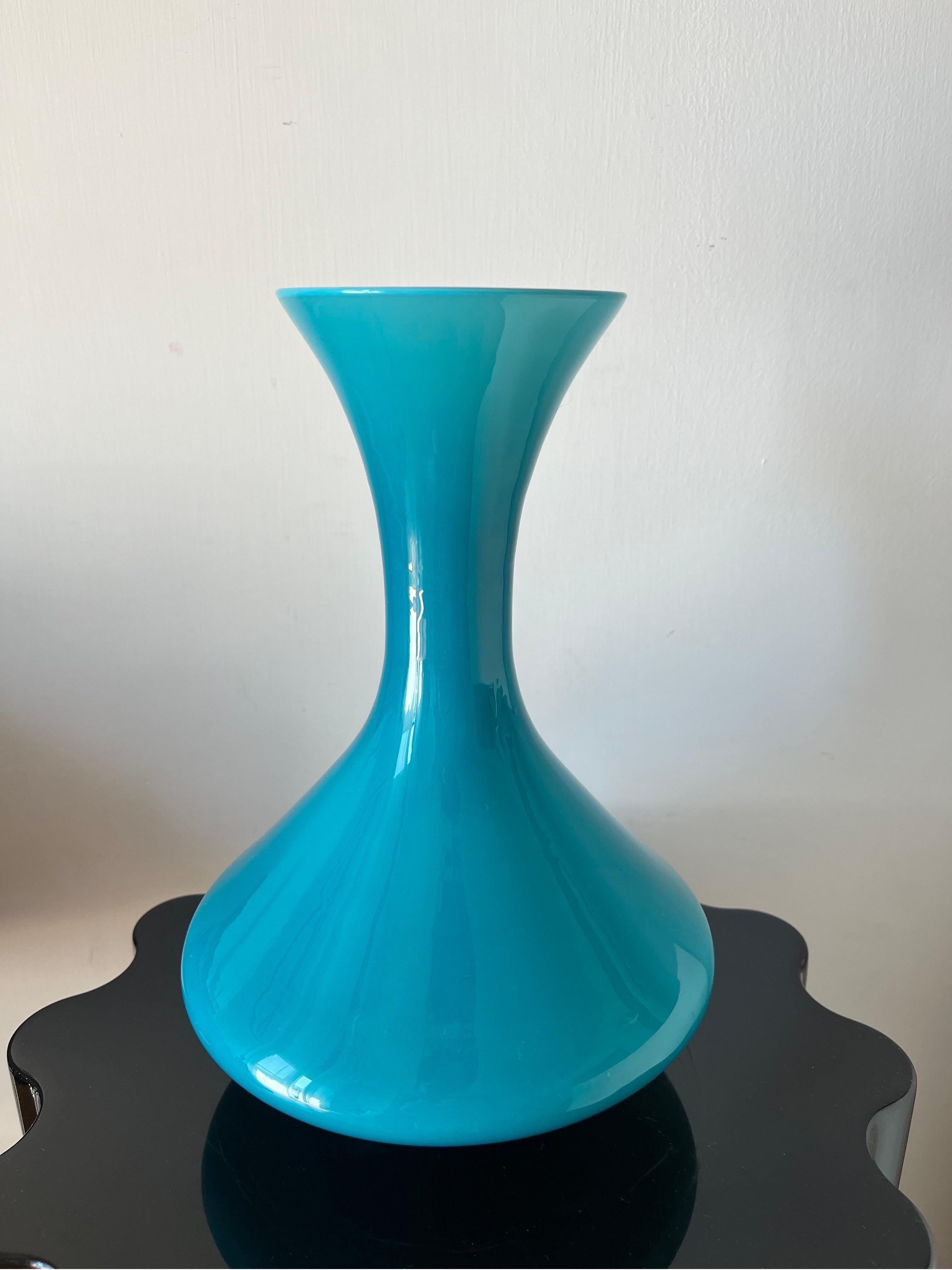 Italian Opal Turquoise Vase Vintage 1950s, Art For Sale