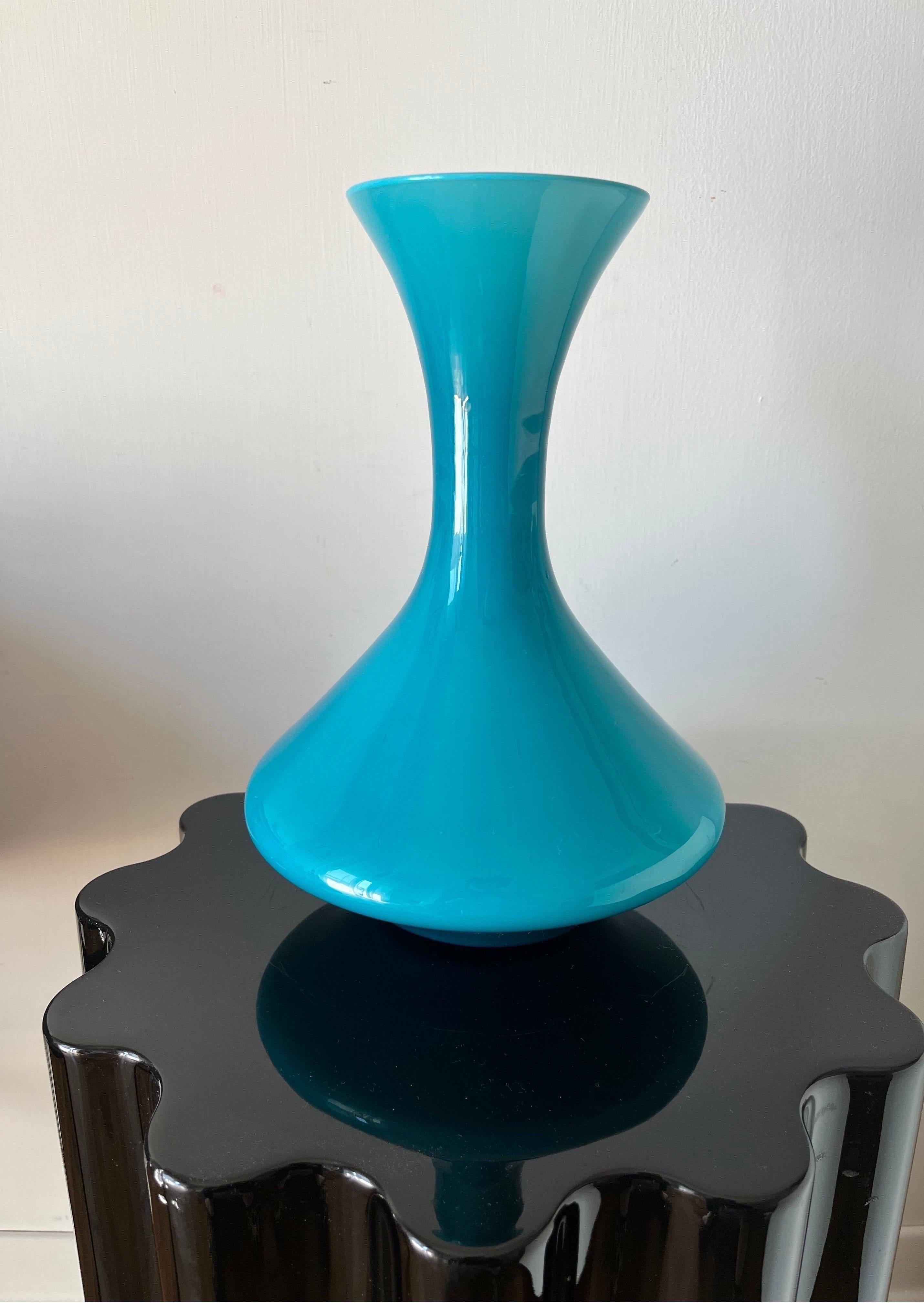 Mid-20th Century Opal Turquoise Vase Vintage 1950s, Art For Sale