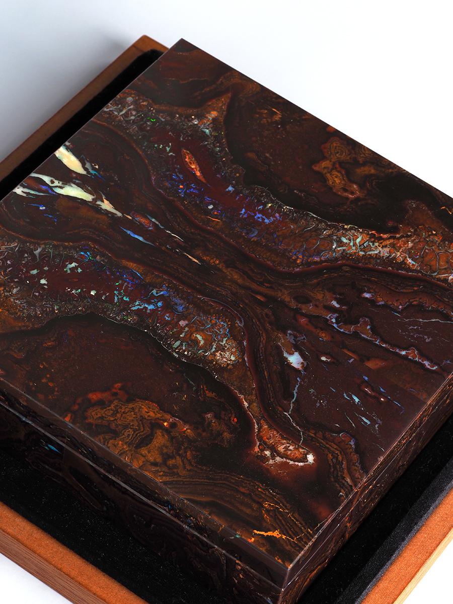 Opal Vanity case Stone Wood Box wife birthday gift special person wedding gifts For Sale 4