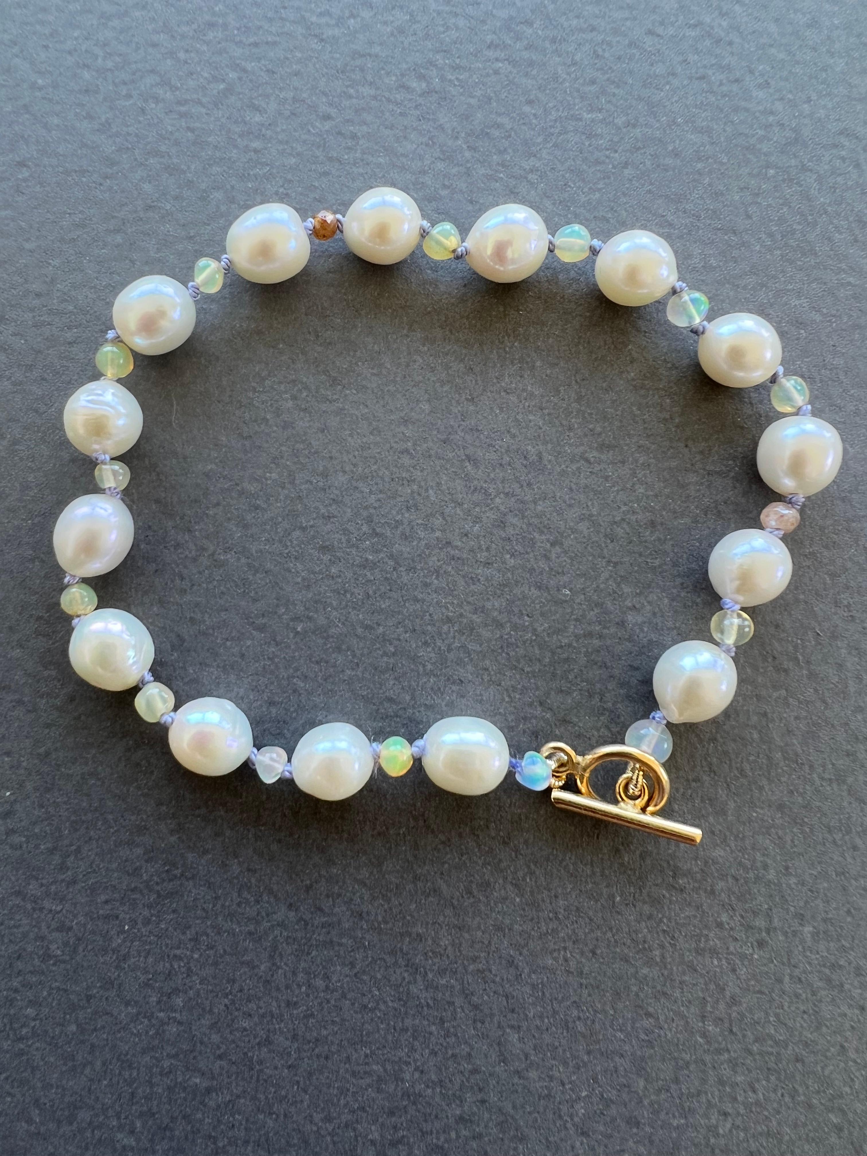 Women's Opal White Pearl Bracelet For Sale