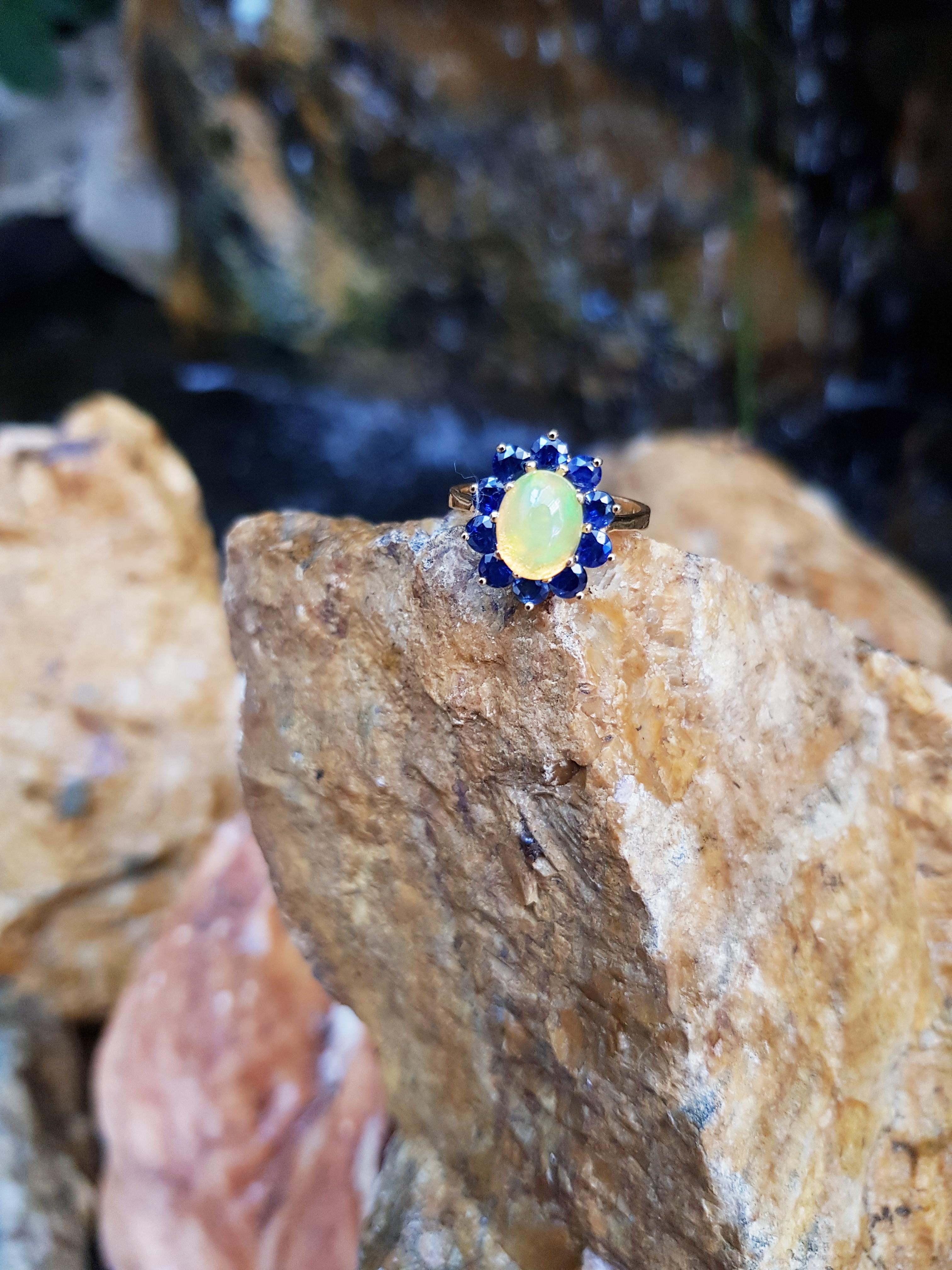 opal and blue sapphire ring