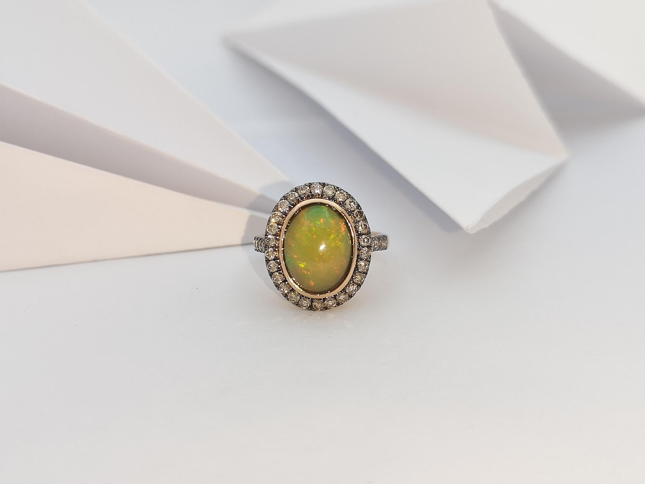 Opal mit braunem Diamantring in 18 Karat Roségold-Fassung im Angebot 9