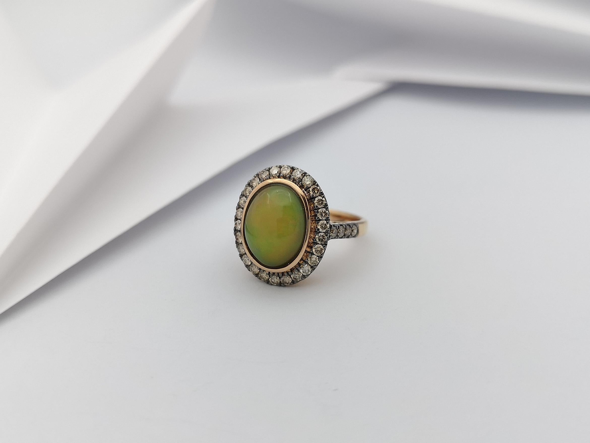 Opal mit braunem Diamantring in 18 Karat Roségold-Fassung im Angebot 3