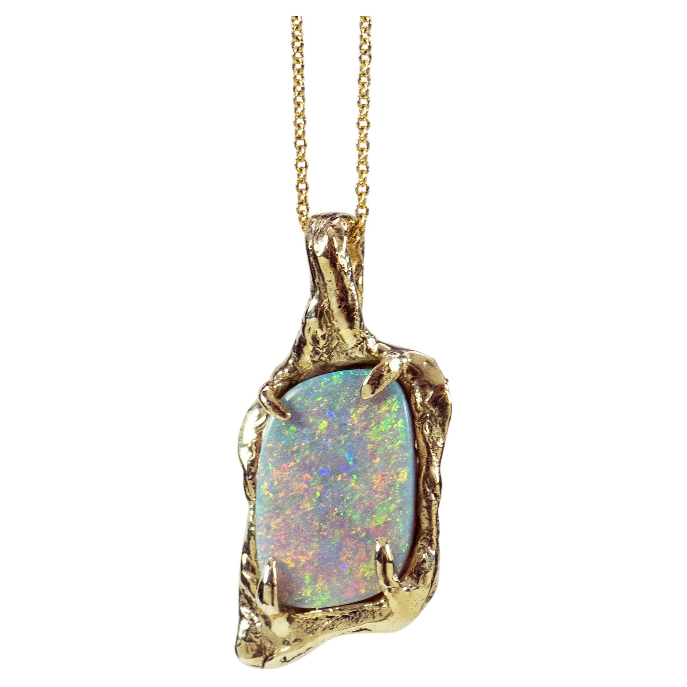 Opal World no.1 (10K, Australian Precious Opal Pendant) by Ken Fury For Sale