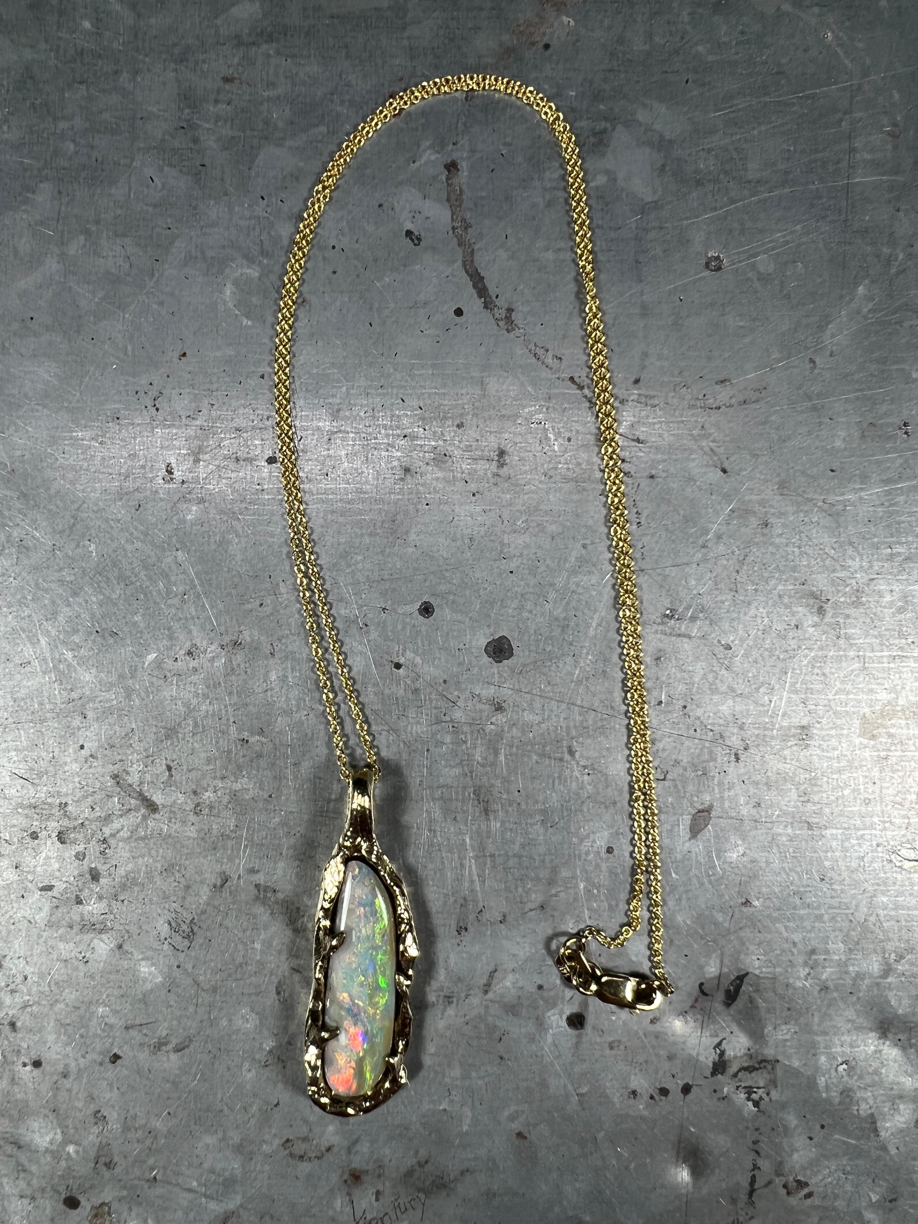 Opal World no.3 (14K, Australian Boulder Opal Pendant) by Ken Fury In New Condition In Queens, NY