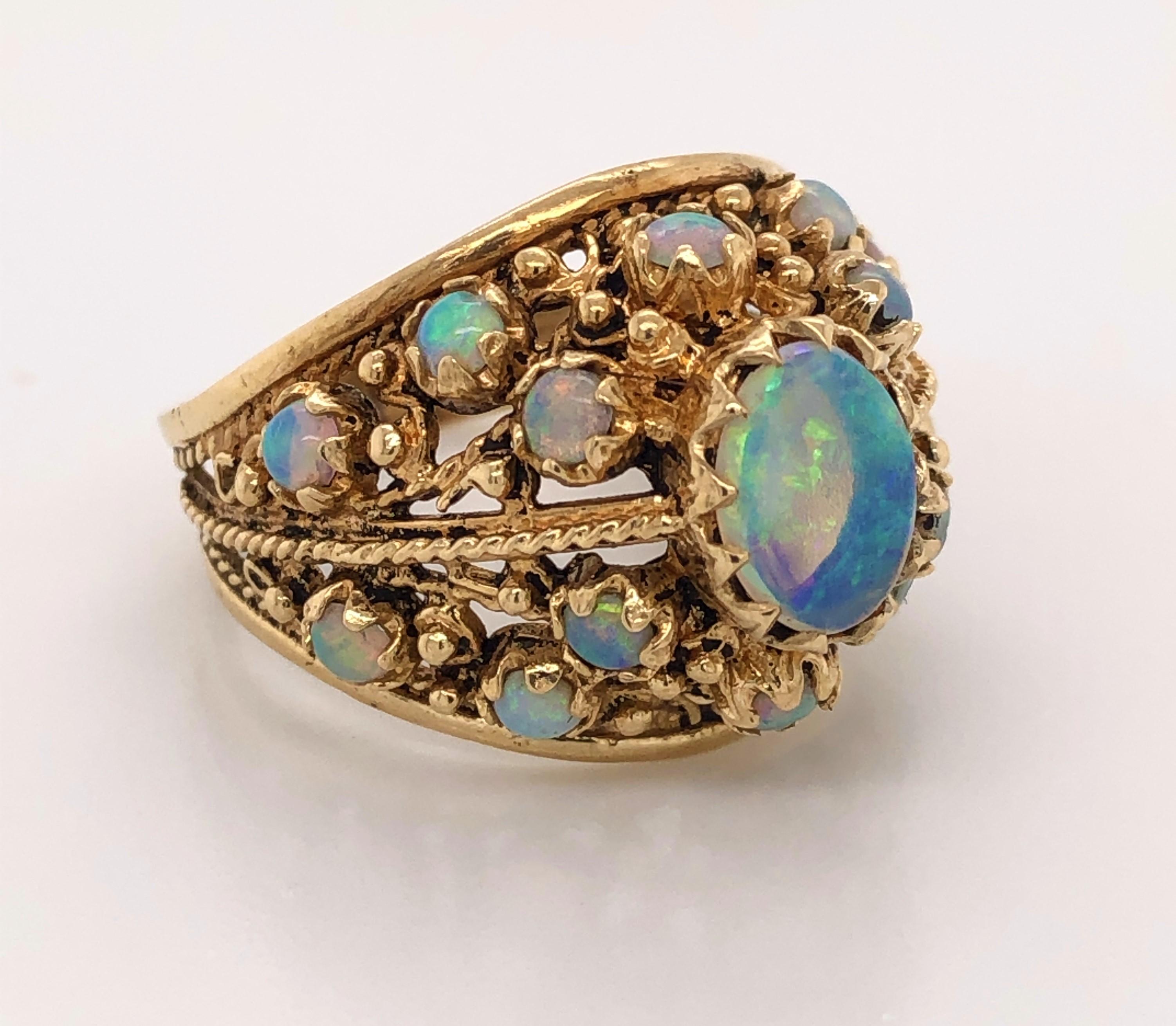 Opal Yellow Gold Dome Ring In Good Condition In Mount Kisco, NY