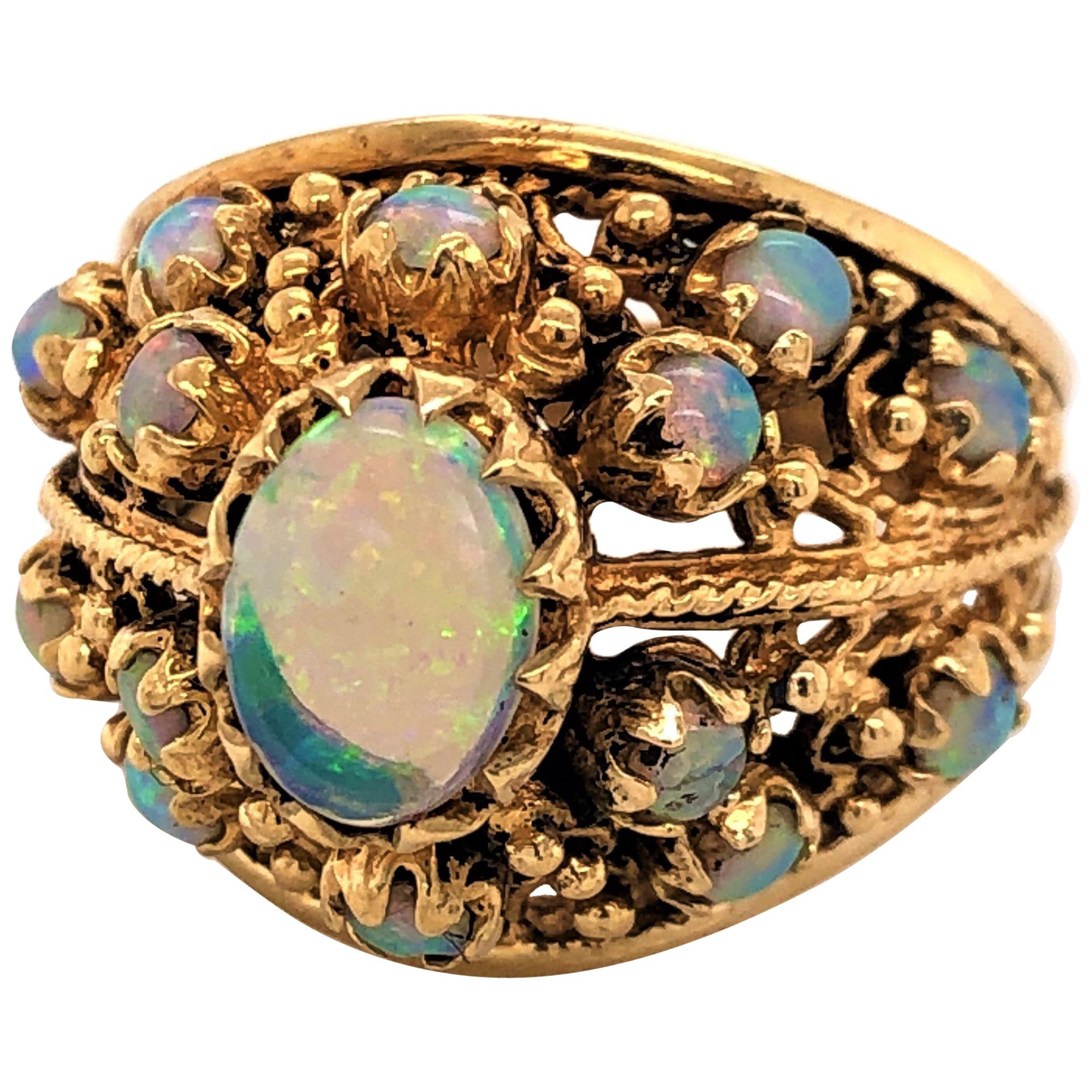 Opal Yellow Gold Dome Ring
