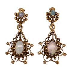 Opal Yellow Gold Drop Earrings