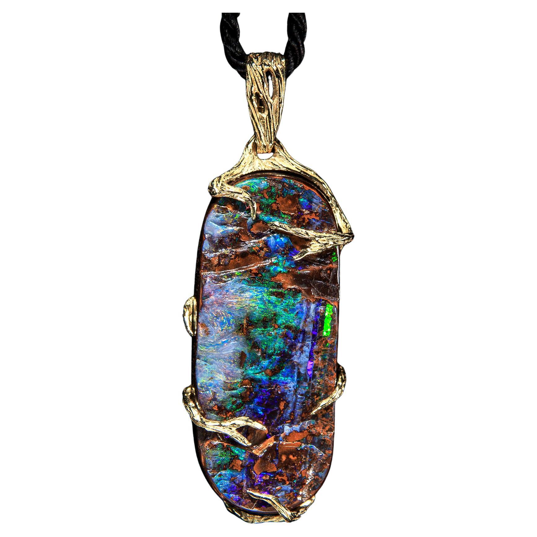 A ROYAL WHISPER 18KT YELLOW GOLD PLATED AUSTRALIAN OPAL NECKLACE