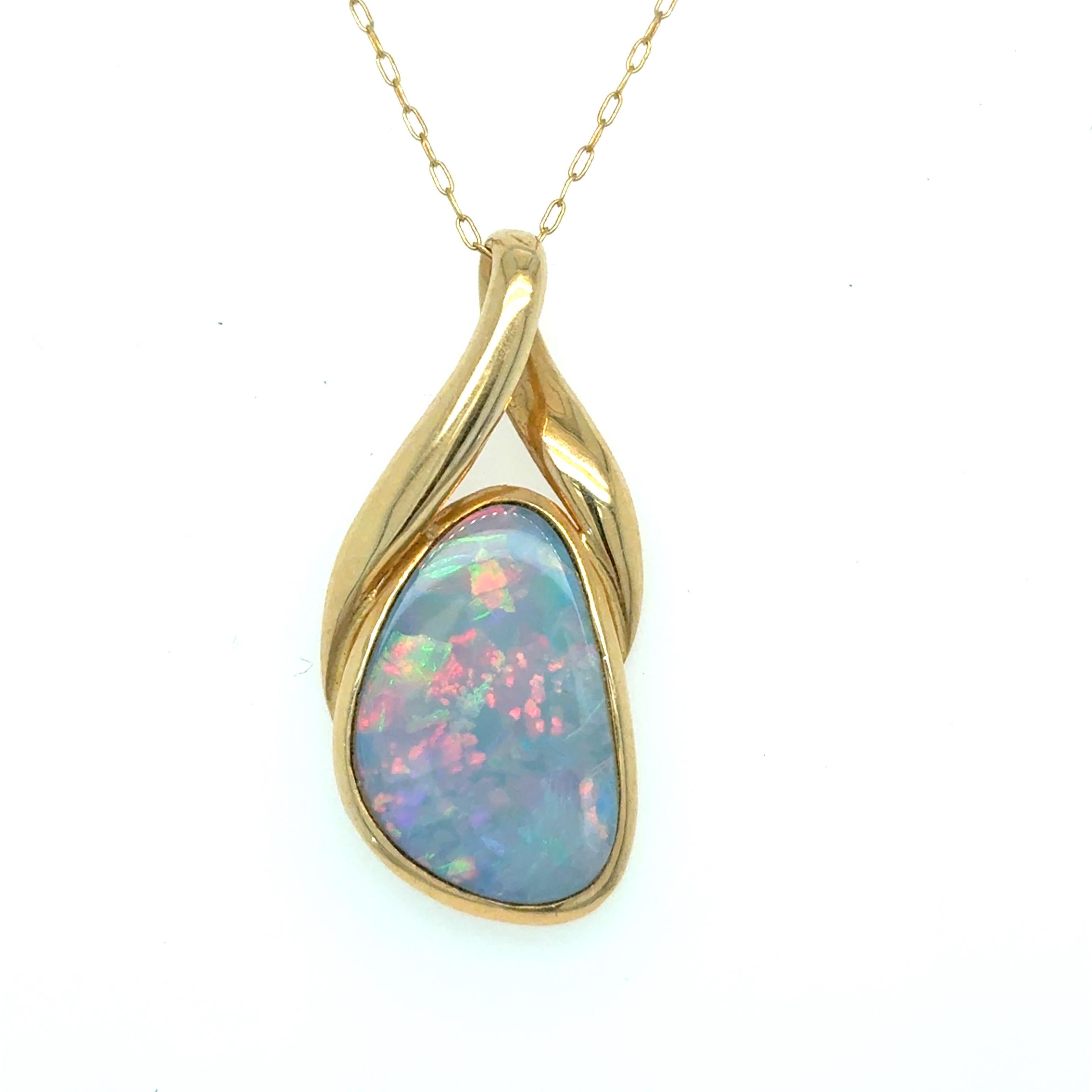 Collier pendentif en or jaune opale Neuf - En vente à Trumbull, CT