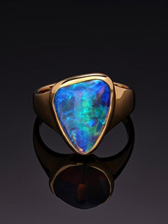 Opal Yellow Gold Ring Daenerys Style Natural Opal Crystal Pipe Luminous Stone