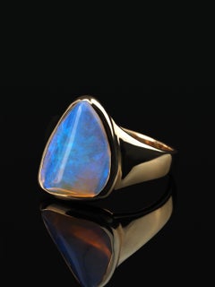 Opal Yellow Gold Ring Daenerys Style Natural Opal Crystal Pipe Luminous Stone
