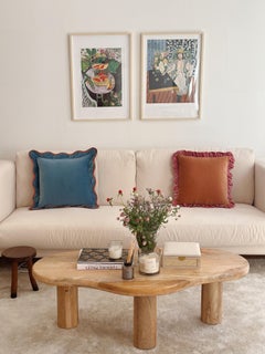 Opala Brown Scalloped Velvet Deluxe Handmade Decorative Pillow