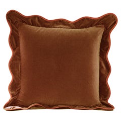 Opala Brown Scalloped Velvet Deluxe Handmade Decorative Pillow