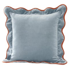 Opala Almohada decorativa de terciopelo azul festoneado de lujo hecha a mano
