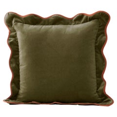 Opala Dry Green Scalloped Velvet Deluxe Handmade Decorative Pillow