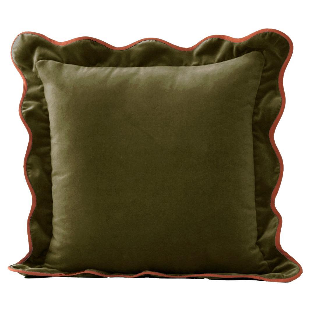 Cuscino decorativo fatto a mano Opala Dry Green Scalloped Velvet Deluxe