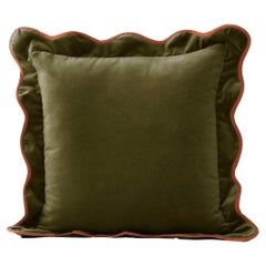 Coussin décoratif Deluxe fait à la main Opala vert sec festonné