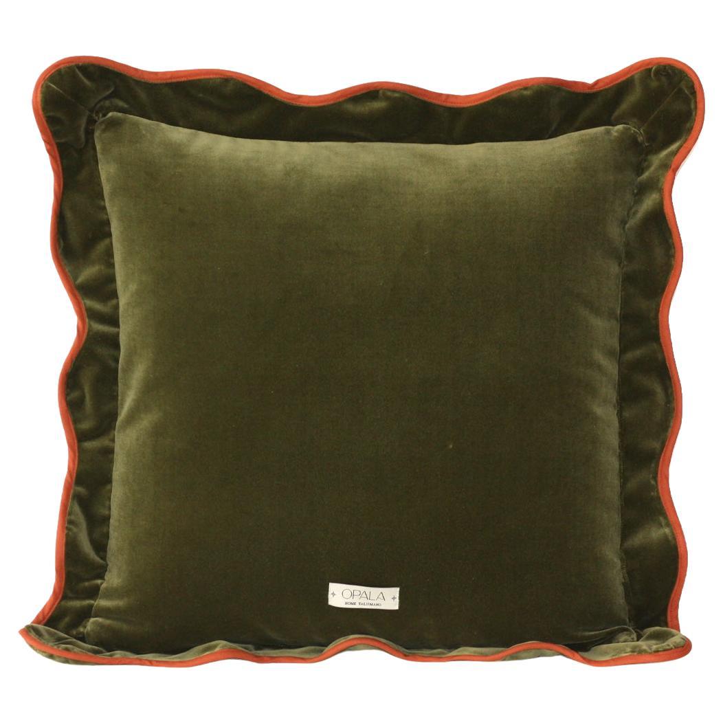 Cuscino decorativo fatto a mano Opala Dry Green Scalloped Velvet Deluxe